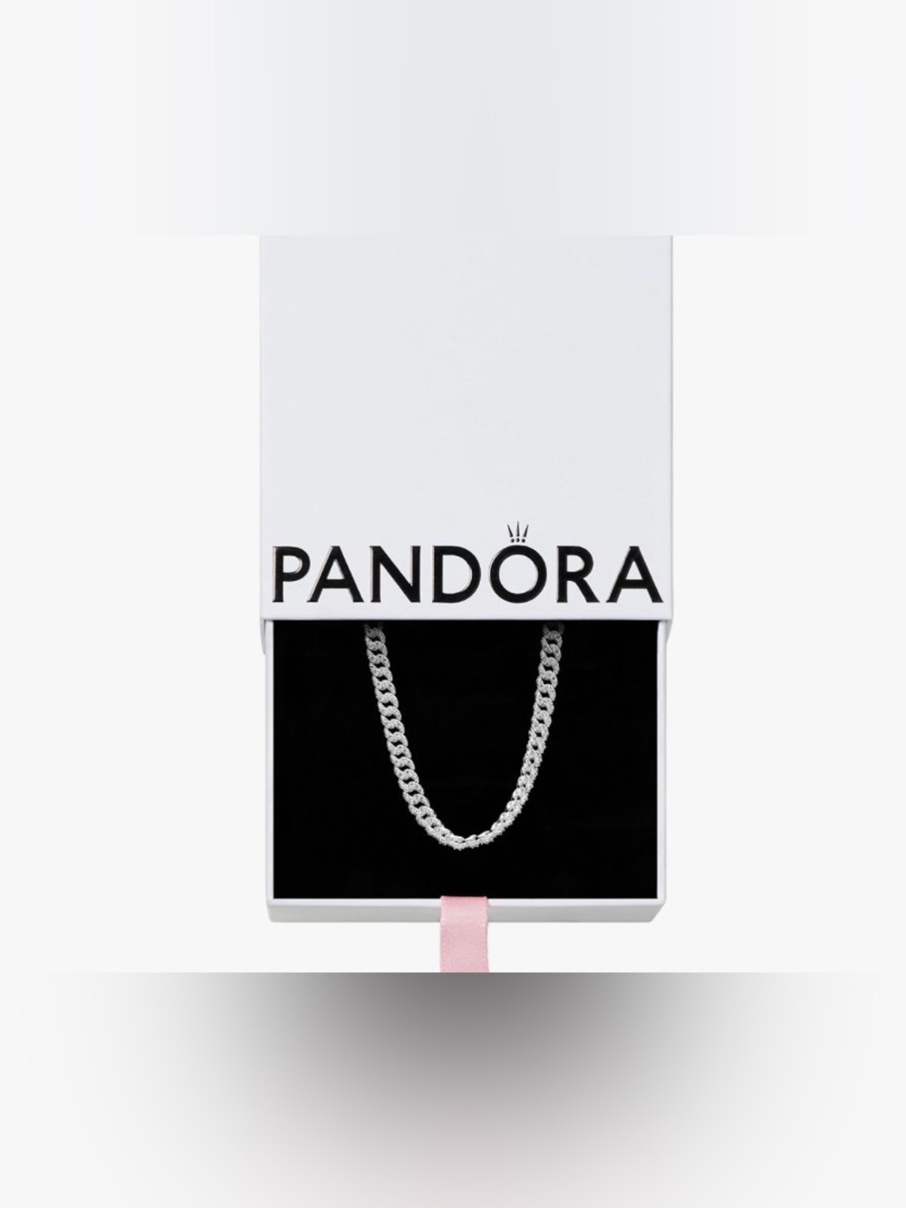 Pandora Pavé Cuban Chain Necklace Sterling Silver Necklace with Gift Box